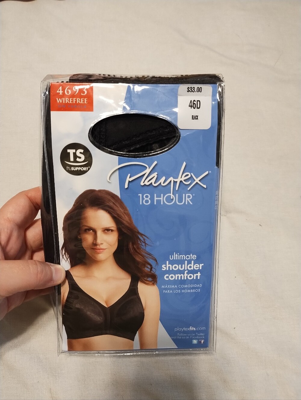 🟣2/$15 Playtex Black Wirefree Comfort Bra